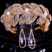 Bridal Tiara with Austrian Crystal Wedding Crown Vintage Rhinestone Headpiece Adjustable Fit