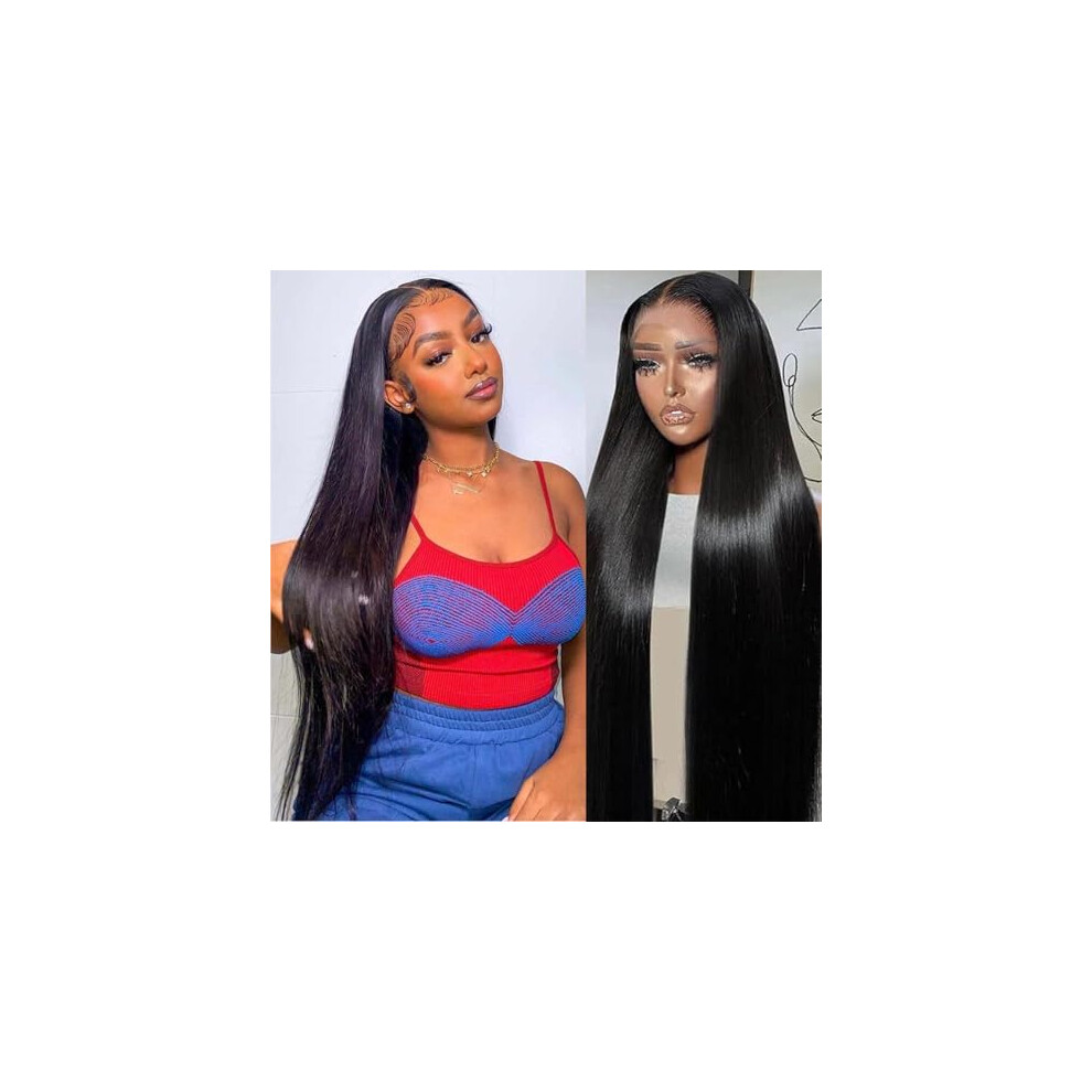 Unisex Black Human Hair Lace Front Wig 13X4 Hd Lace For Women 180% Density Preplucked Natural