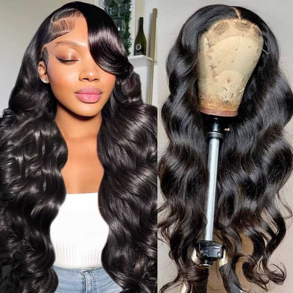 Unisex Black 5X5 Hd Lace Closure Body Wave Human Hair Wig 180% Density Brazilian Virgin Glueless Pre Plucked For Women