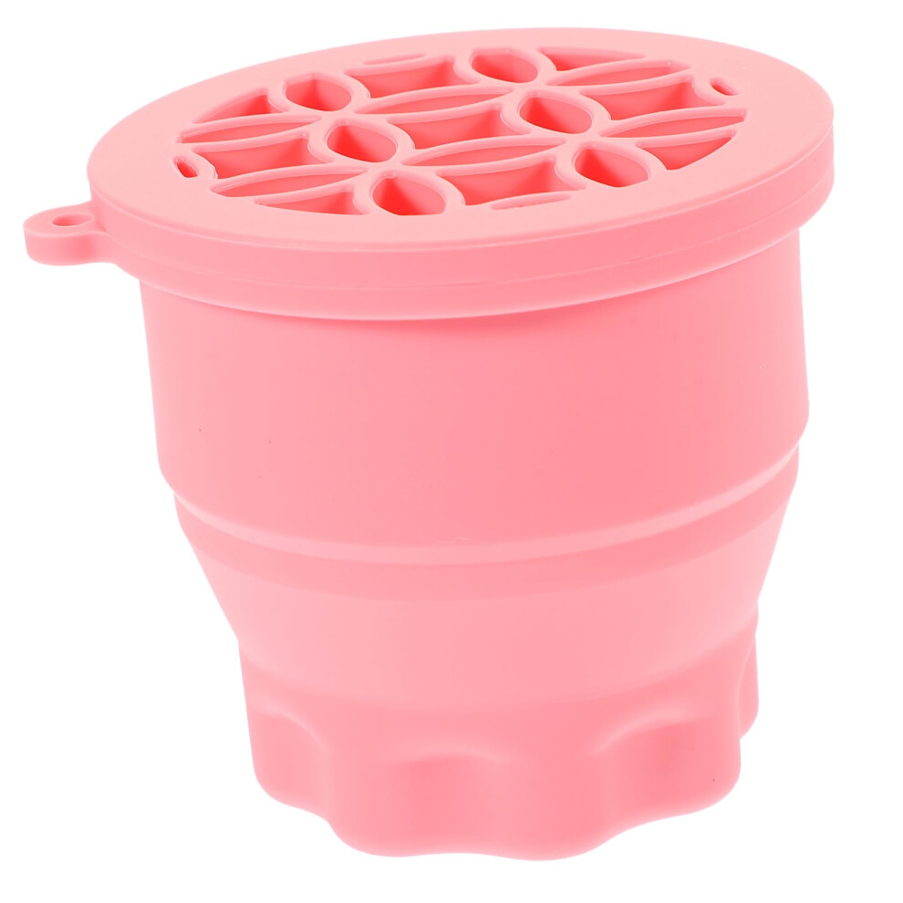 Pink Makeup Brush Cleaner Silicone Cleaning Bowl With Drying Rack Durable Deep Clean