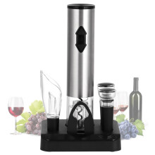 Electric Wine Opener Set with Vacuum Stoppers, Pourer, Foil Cutter and Base for Home or Restaurant