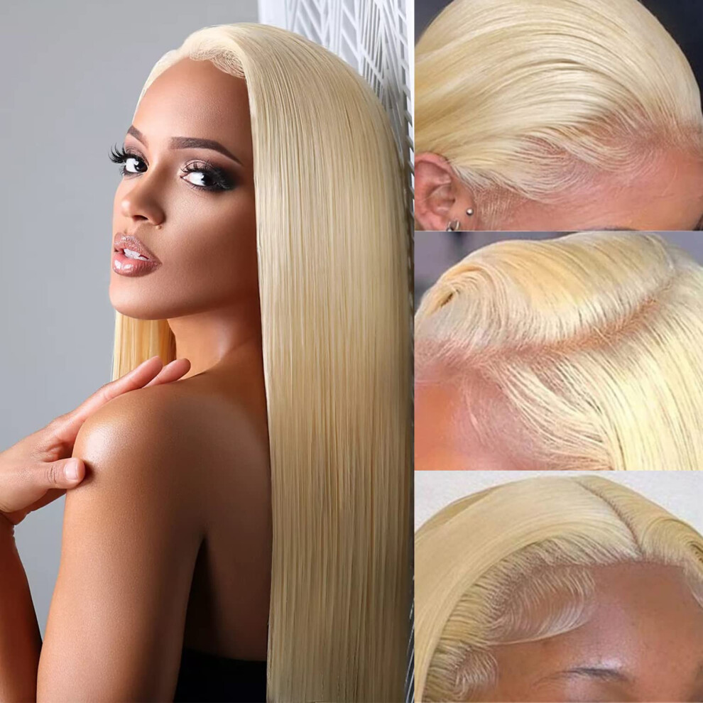 Unisex 613 Blonde Lace Front Wig Human Hair 13X4 Hd Transparent Lace 150% Density Pre Plucked 18Inch