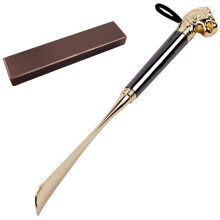 Metal Shoe Horn 22cm with Lion Head Handle, Ergonomic Curved Design, Gift Box for Seniors