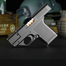 Cool Butane Pistol Torch Lighter Jet Flame, Refillable, BuiltIn Cigarette Box, Unique Gift for Men (Metal Black)