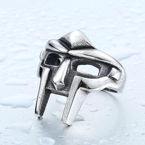 (14)Doom Mask Gladiator Style Ring Metal Silver Stainless Size 7-14 2