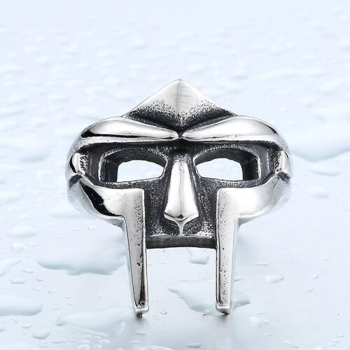 (10)Doom Mask Gladiator Style Ring Metal Silver Stainless Size 7-14 2