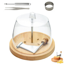 Cheese Curler with Wooden Base and Lid, Stainless Steel Cutter Wheel for  Curls