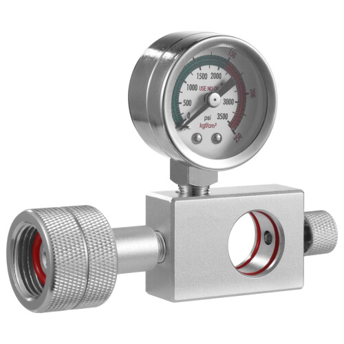 CO2 Refill Adapter with DualScale Pressure Gauge, Adjustable Pressure Control for Soda Maker