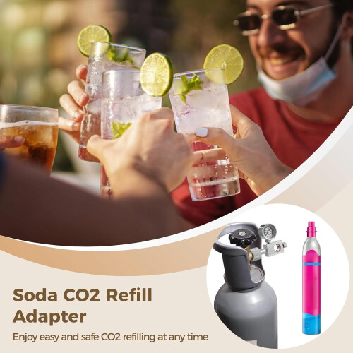 CO2 Refill Adapter with DualScale Pressure Gauge, Adjustable Pressure Control for Soda Maker 1