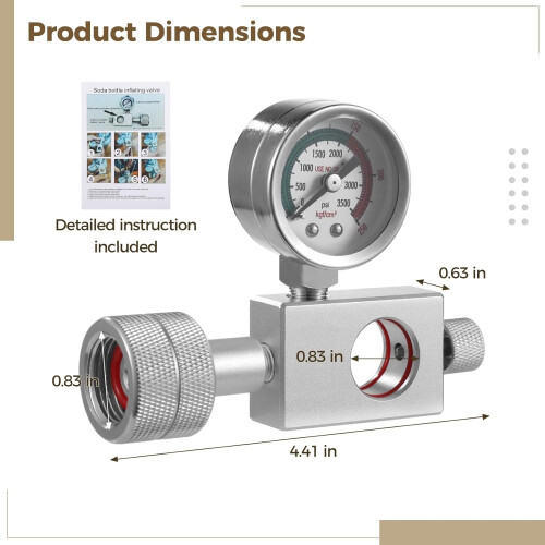 CO2 Refill Adapter with DualScale Pressure Gauge, Adjustable Pressure Control for Soda Maker 2