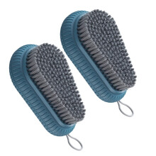 2 Pack Clothes and Shoe Cleaning Brushes with Hanging Handle for Laundry and Footwear Care Blue