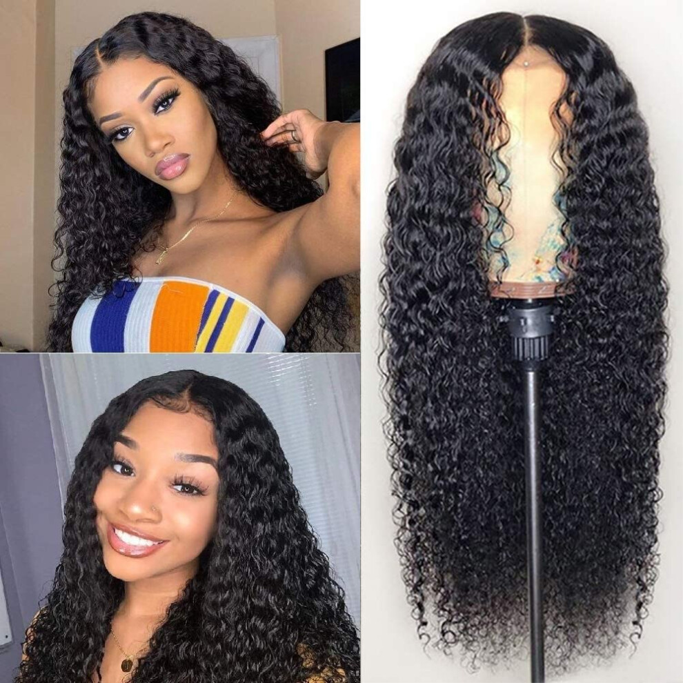 Water Wave 4x4 Lace Closure Human Hair Wig 22 Inch Pre Plucked Brazilian Virgin Wet and Wavy