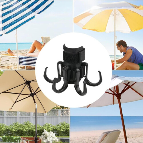 Beach Umbrella Hooks with 6 Hooks, AntiSlip Hook for Bag, Clothes, Easy Install 2