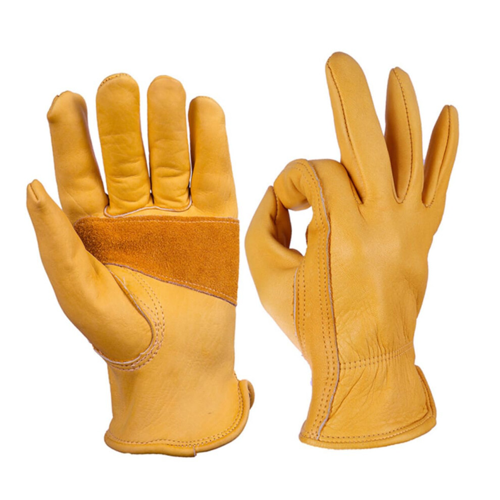 Leather Work Gloves Antislip Cowhide Grip For Gardening, Industrial, And Heavy Duty Tasks 9164114016058