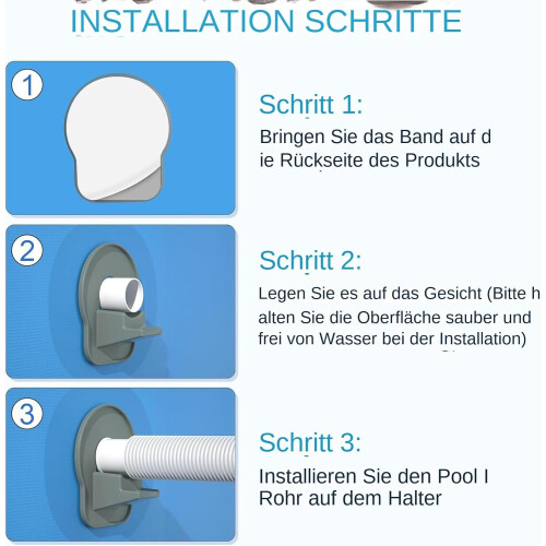 Hose support for swimming pools, surface hose holder, 2x pool hose support 2