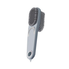 Shoe Cleaning Brush with Long Handle DoubleSided Bristles for Stain Removal and Care Gray