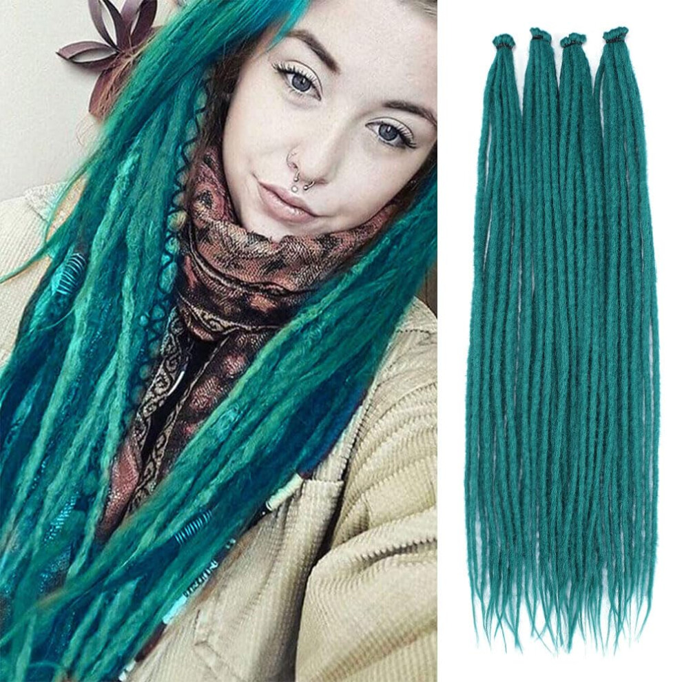 Unisex Green 22 Inch Synthetic Dreadlock Extensions, Thin 0.6Cm Prelooped Crochet Dreads