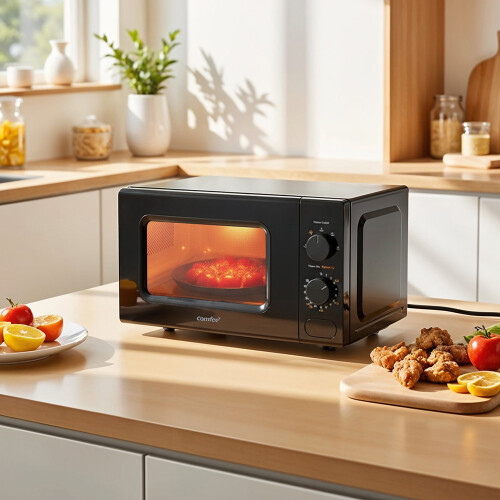 700W 20L Countertop Microwave Oven with Dual Knob