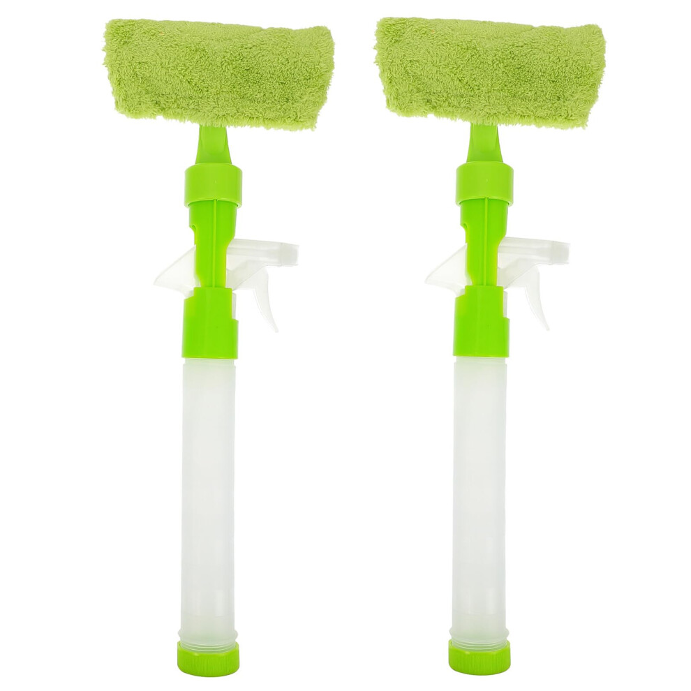 2Pcs Doublesided Glass Cleaning Tool With Builtin Spray Bottle For Windows And Car Windshields 9164114017161