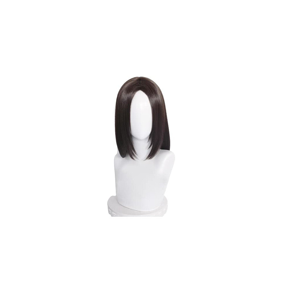 Unisex Brown Cosplay Wig 45Cm Heatresistant Fiber Anime Game Character With Adjustable Net Cap And Wig Cap