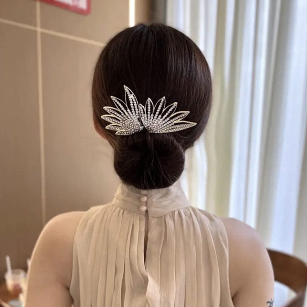 No Heat Hair Curler with Soft Bendable Hold, Elegant French Twist Bun Maker for Women (Leaves)