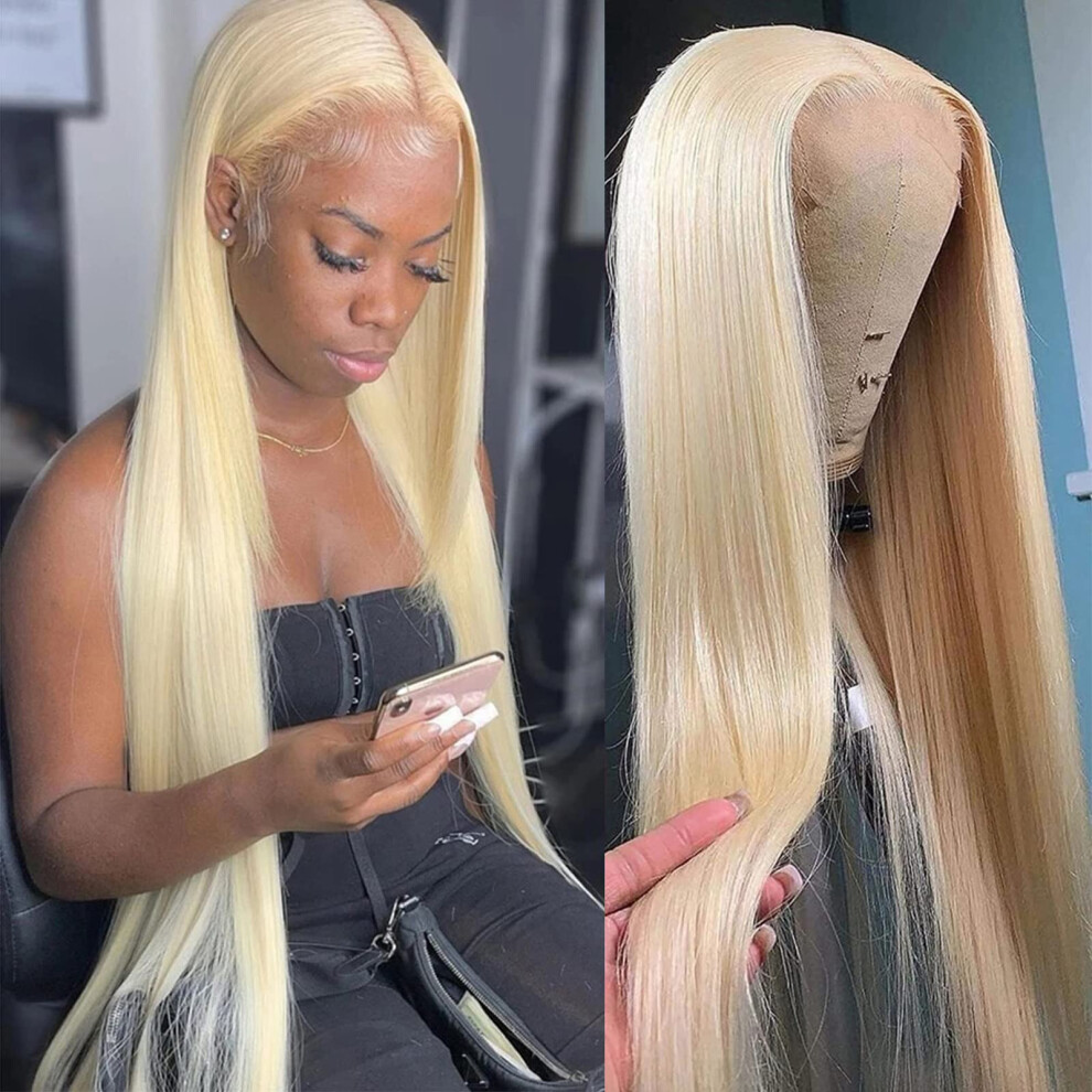 Unisex 30 Inch 613 Blonde Lace Front Wig Human Hair 13X6 Hd Lace Pre Plucked Brazilian Virgin Hair