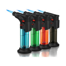 4 Pack Torch Lighter, Jet Flame, Butane Gas, Mini Refillable Windproof Lighter for Candles, Fireplace, Bbq (gas Not Included)