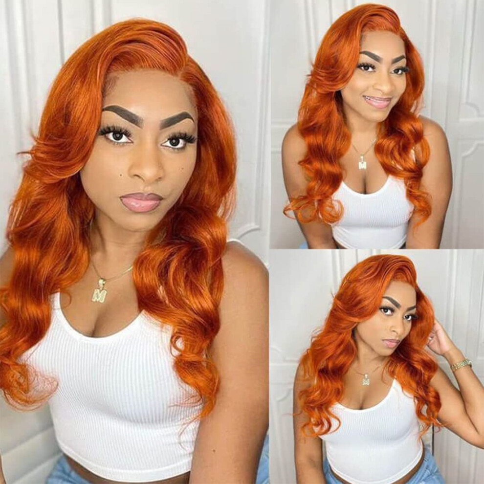 Ginger Orange Lace Front Wig 13x4 HD Lace Frontal Body Wave 180% Density Virgin Human Hair for Black Women