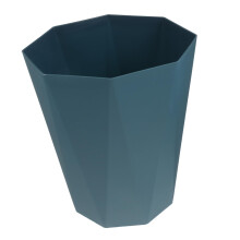 Large Plastic Trash Can with Raised Bottom for Bathroom Bedroom Kitchen, Grey Blue Reusable Waste Bin