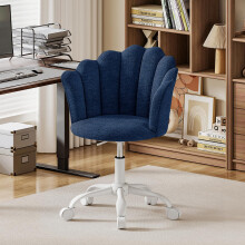(blue) Office Chair, Adjustable Height Swivel Chair, Chenille Vanity Chair, Comfy Padded Computer Desk Chair for Home Office, Study, Bedroom