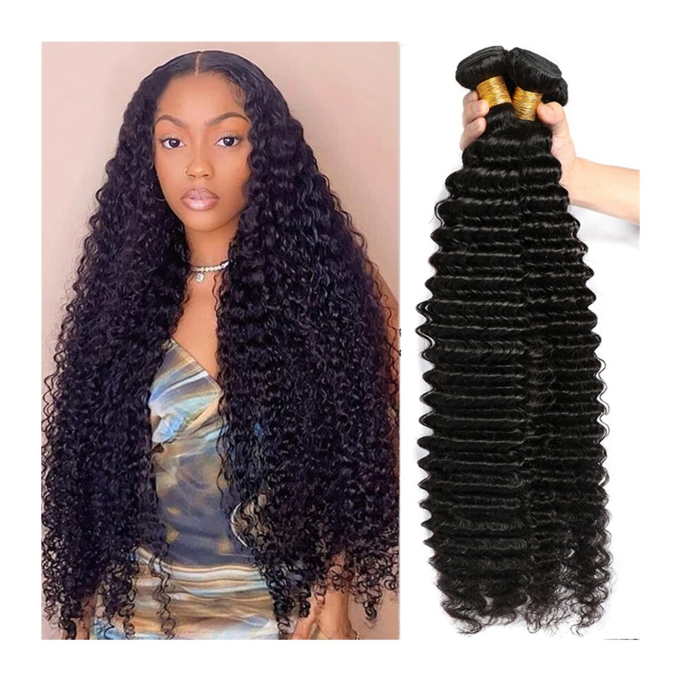 Brazilian Deep Wave Virgin Human Hair Bundles Wet and Wavy Extensions Full Volume Low Shedding