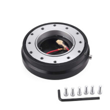 Snapoff Steering Wheel Adapter, Universal Thin Version 6 Hole Steering Wheel Quick Release Hub Adapter Snap Off Boss Kit(Black)