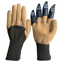 Waterproof Durable Garden Gloves with Claws for Digging Planting Weeding Universal Fit Brown