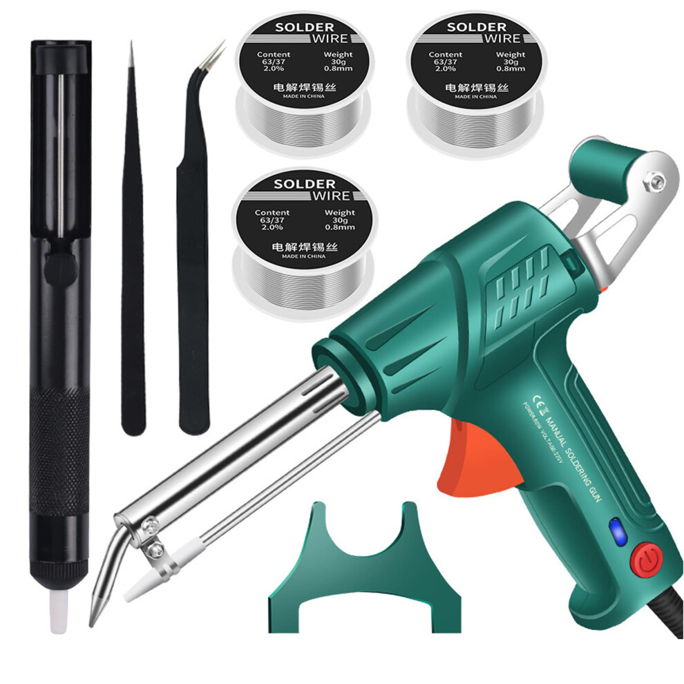 Soldering Iron Kit 60W 110V With Automatic Soldering Gun, Solder Wire, Pump And Tweezers For Electronics 9365369317406