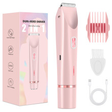 Bikini Trimmer for Women Electric Pubic Hair Shaver with Blade for Smooth Bikini Line (Pink)
