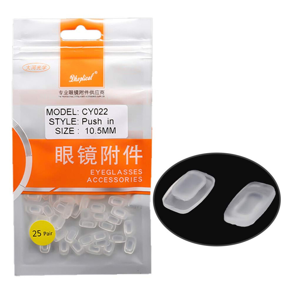25 Pair Clear Silicone Nose Pads 10.5mm Soft NonSlip Comfort Fit Replacement for Glasses