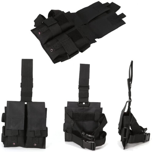 Tactical Double Magazine Pouch with Leg Strap Camouflage Molle Combat Accessory 2