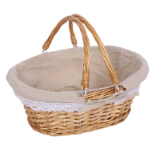 Large Rattan Picnic Basket with Foldable Handle for Beach, Backyard and Home Storage Decor