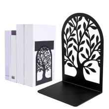 Metal Bookends with NonSlip Base, Decorative Tree Design for Heavy Books Shelves (2pcs)