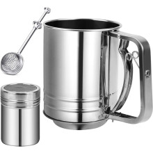 3 Cup Stainless Steel Flour Sifter with Handle, Fine Mesh Baking Sifter for Cakes and Desserts