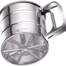 Stainless Steel Flour Sifter with Fast Handle Press, Large 4Cup Capacity Double Mesh for Baking