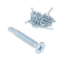 Flat Head Self Drilling Screws 50Pcs Cross Carbon Steel 4.8x32mm Fastener Set
