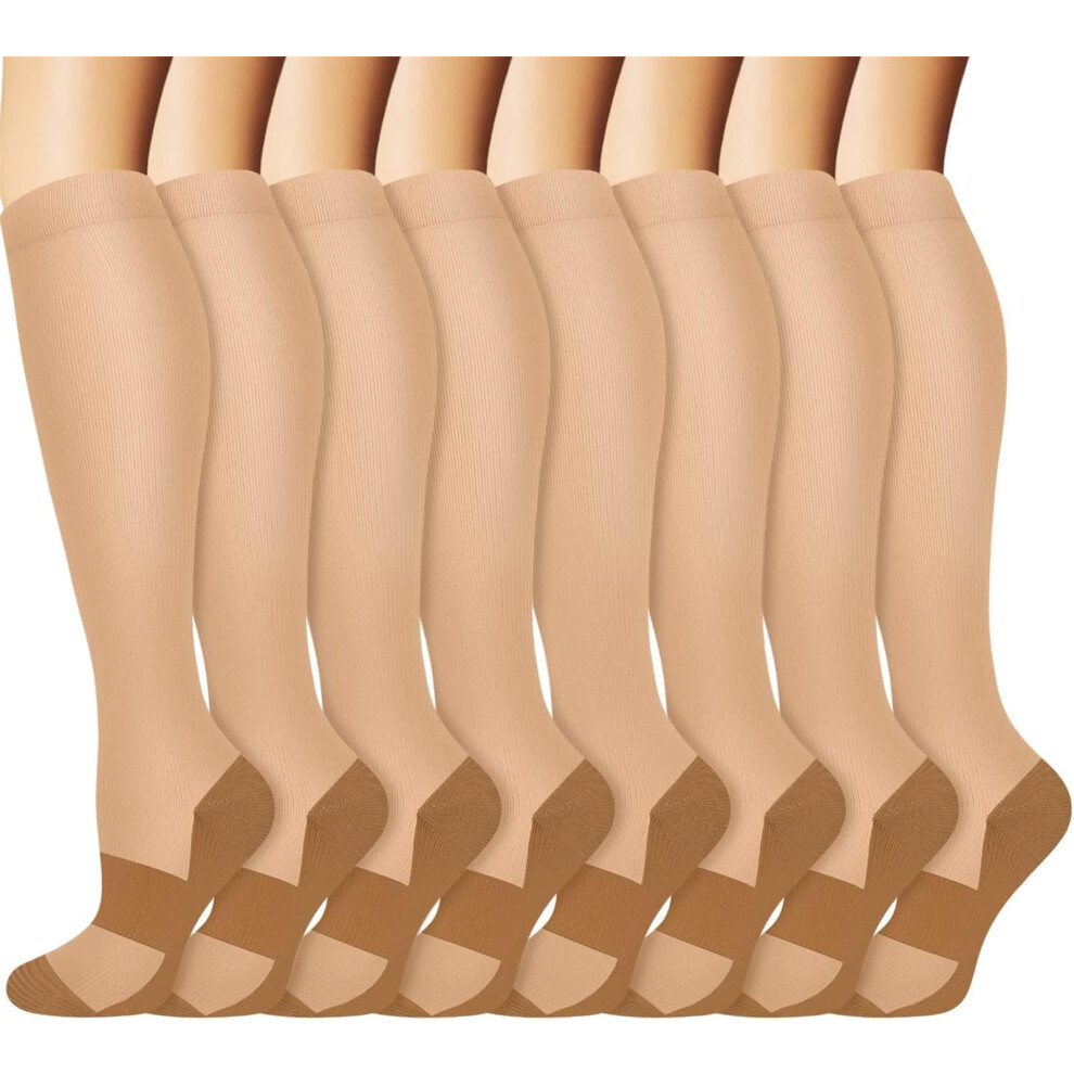 Graduated Compression Socks for Women and Men Wide Calf Fit Boosts Circulation 8 Pairs S/M