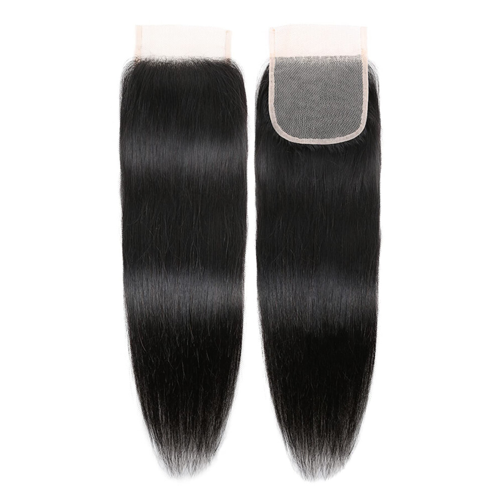 10 Inch Brazilian Straight 4x4 Human Hair Lace Closure Pre Plucked 150% Density Swiss Lace