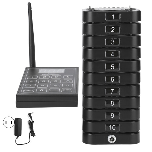 Rechargeable Battery Wireless Calling System Social Distancing Pagers with Long Range Pager System and Vibration Alert Ideal for Queue Management