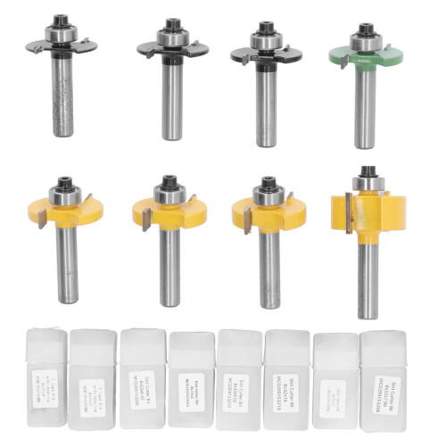 Composition Materials Compatible Router Bit Set Woodworking Tool Adjustable Tongue Groove Bit Set High Quality Materials Robust Bits For Diy Users