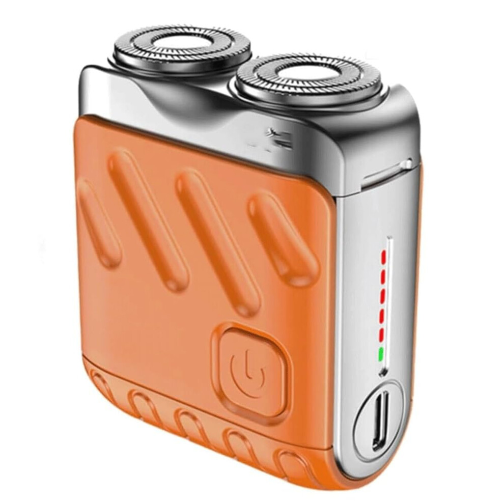 Orange Electric Shaver For Men With Doublering Cutter Heads, Ipx7 Waterproof Mini Travel Razor (Orange)
