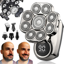 Electric Head Shaver 9D Floating Blade 9.0 Ultra Bald Clippers for Men Wet Dry Use Silver