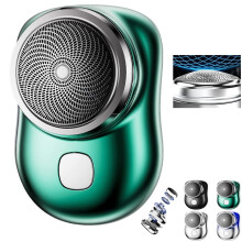 Electric Shaver USB Rechargeable Waterproof Pocket Size Turbo Motor Wet Dry Travel Razor for Men Green