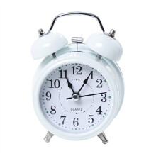 Retro Twin Bell Alarm Clock Loud Metal Vintage Bedside Desk Battery Powered White